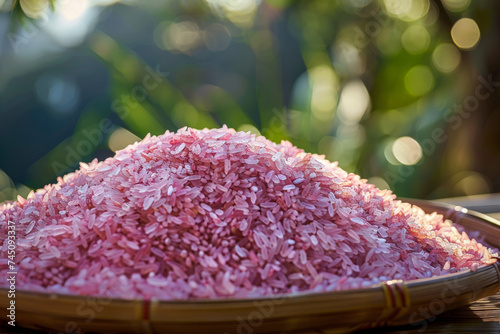 Background of new and healthy pink rice © Eduardo Lopez