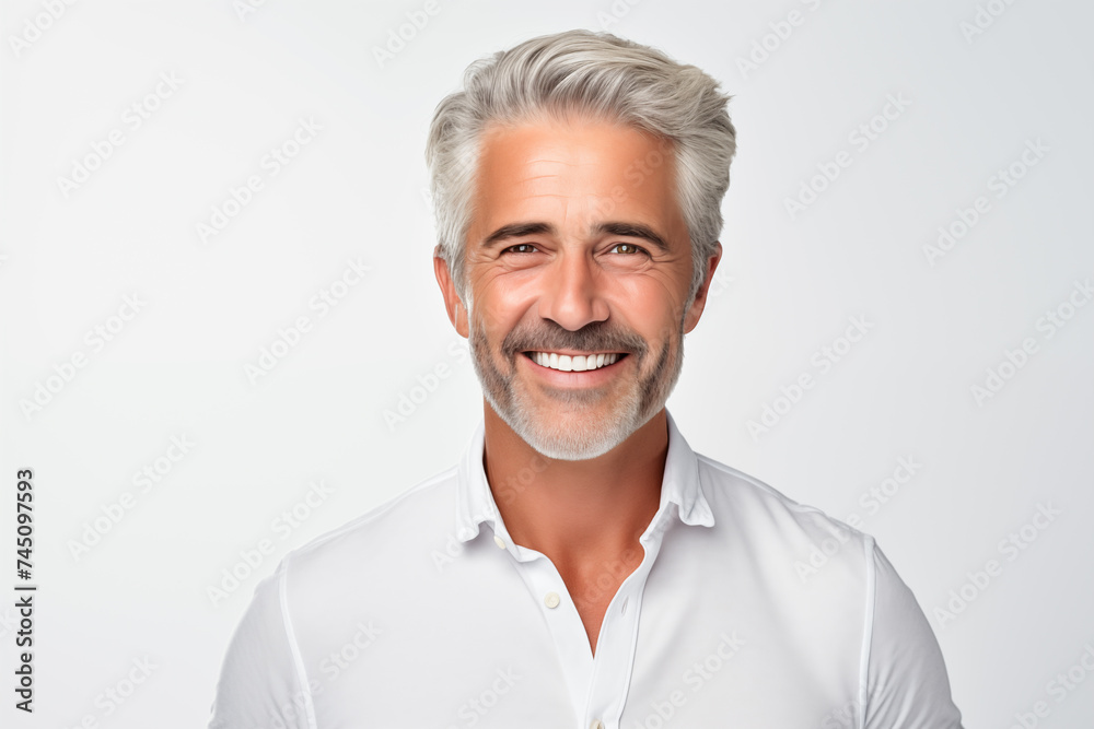Middle aged man over isolated white background Middle aged man over isolated white background