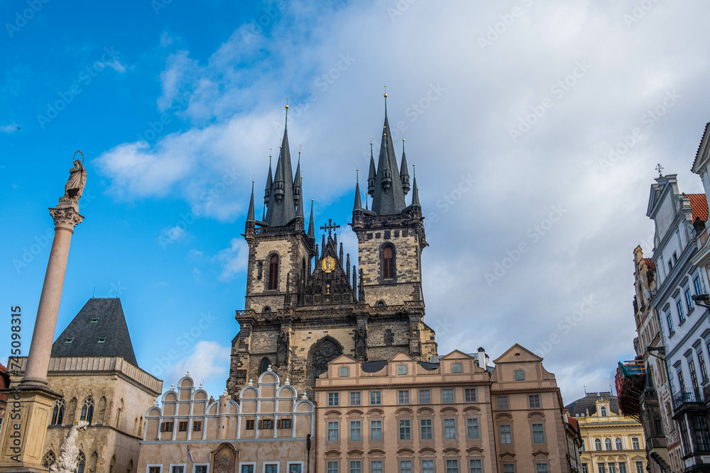 Obraz premium The Church of Our Lady before Týn in Prague old town.