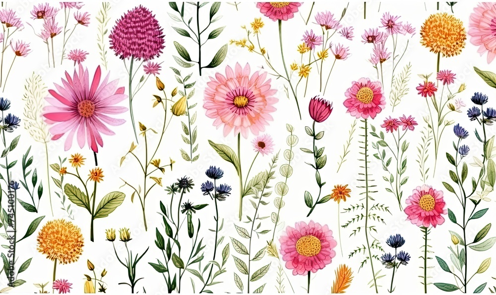 Colorful Flowers Arranged on White Surface - obrazy, fototapety, plakaty 