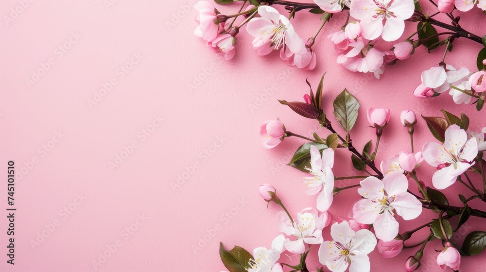 Naklejka premium beauty pink flower with copy space