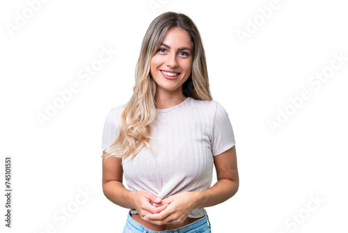 Cuadro en lienzo Young Uruguayan woman over isolated background laughing