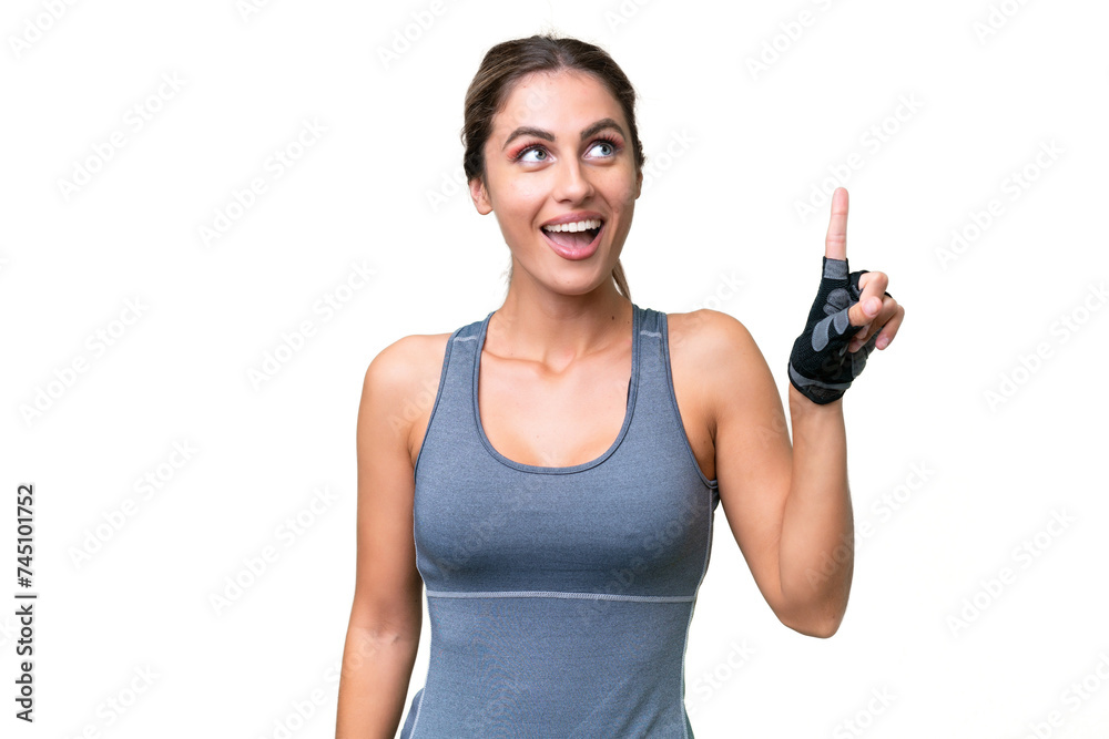 pretty Sport Uruguayan woman over isolated background thinking an idea pointing the finger up pretty Sport Uruguayan woman over isolated background thinking an idea pointing the finger up