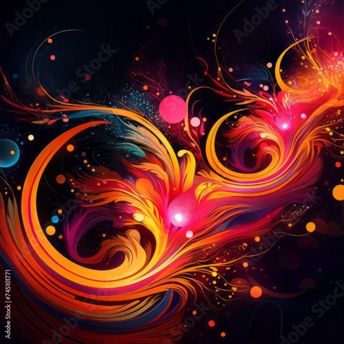 a colorful abstract design with a dark background © tino