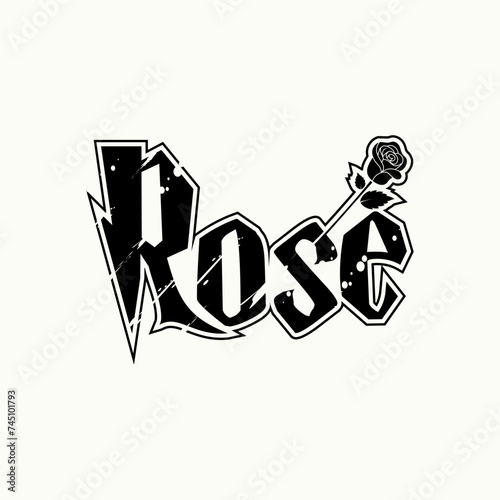 Logo design graphic concept creative premium vector stock abstract sign letter Rose serif gothic font with flower stalk. Related monogram beauty brand
