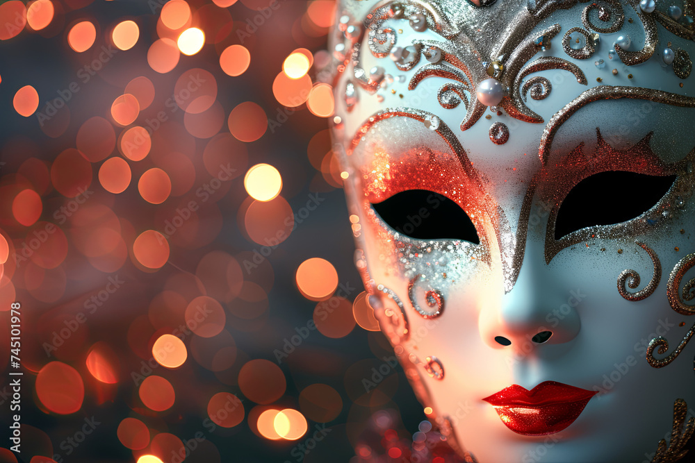 Carnival mask with glittering background