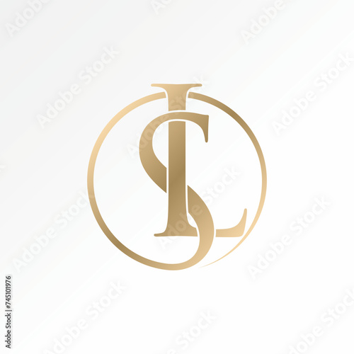 Logo design graphic concept creative premium vector stock abstract sign letter initial LS or SL serif font circle connect Relate monogram beauty brand
