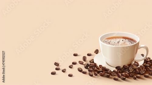 coffee cup background with coffee beans