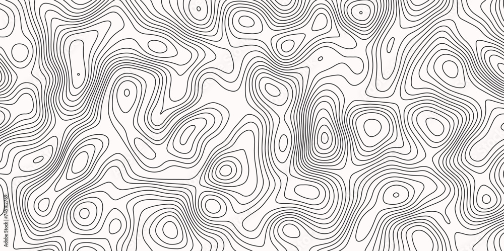 Topo contour map on white background, Universe topography map on white background. Topo contour map contour mapping of maps. Ocean topographic line map with curvy wave isolines vector.