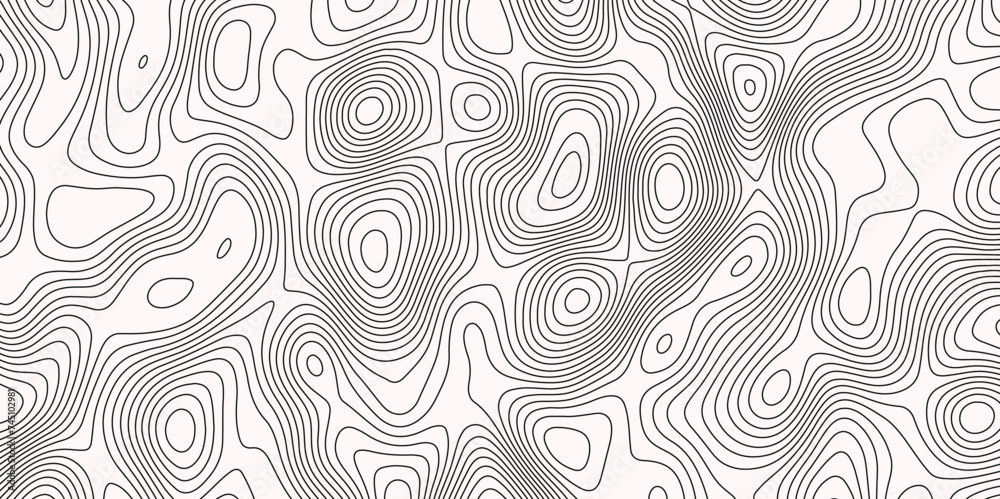 Topo contour map on white background, Universe topography map on white background. Topo contour map contour mapping of maps. Ocean topographic line map with curvy wave isolines vector.