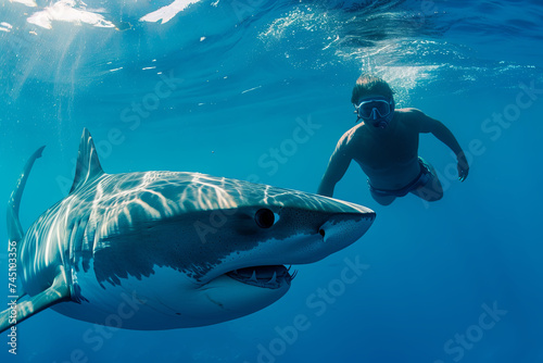 Native swimmer and tiger shark Before the attack © Emanuel