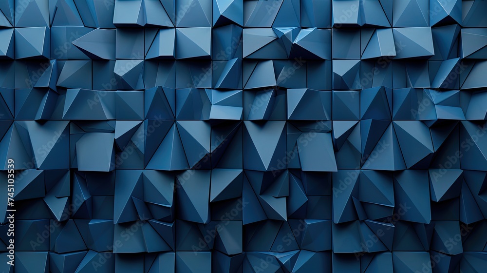 pattern of rectangles and triangles, 3d, dark and bright blue colors, top view pattern of rectangles and triangles, 3d, dark and bright blue colors, top view