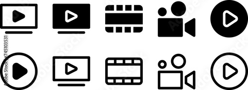 Cinema icons. Film reel symbol. Vector