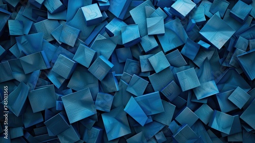 pattern of rectangles and triangles  3d  dark and bright blue colors  top view
