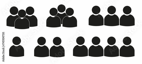 icon, human silhouette, pictogram, set of figures, group of people isolated on a white background, flat  illustration