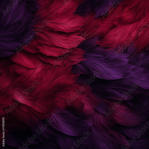Abstract red and purple blackground, texture of wing, GenerativeAI, papercut background, dark red and violet feather background photo
