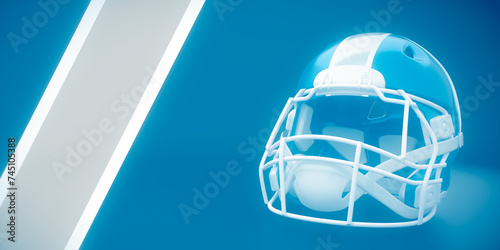 American football helmet with Detroit Lions team colors. Template for presentation or infographics. 3D render