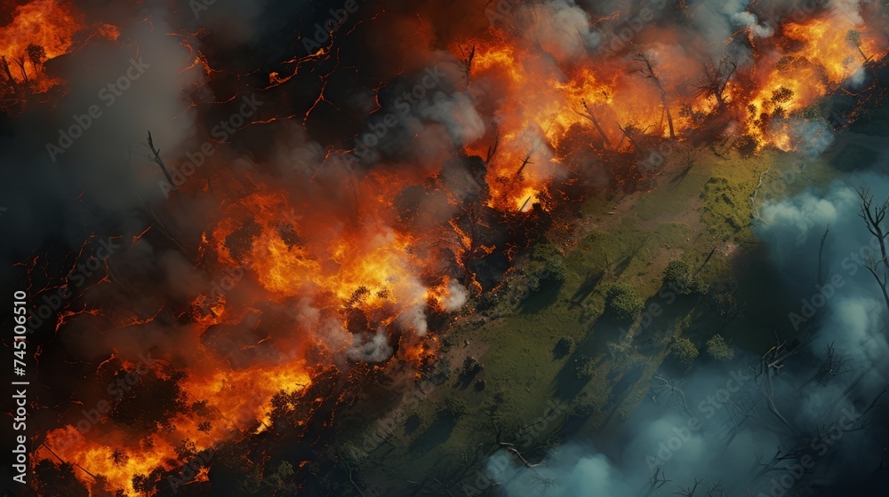 Forest fire, top view