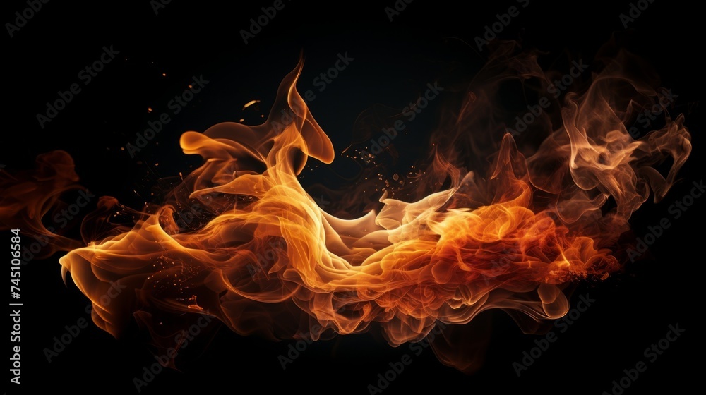 Fototapeta premium Fire on a black background 