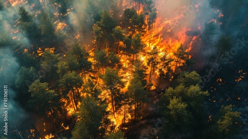 Forest fire, top view