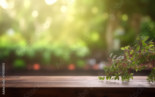 Product display stand with spring forest background,created with Generative AI tecnology.