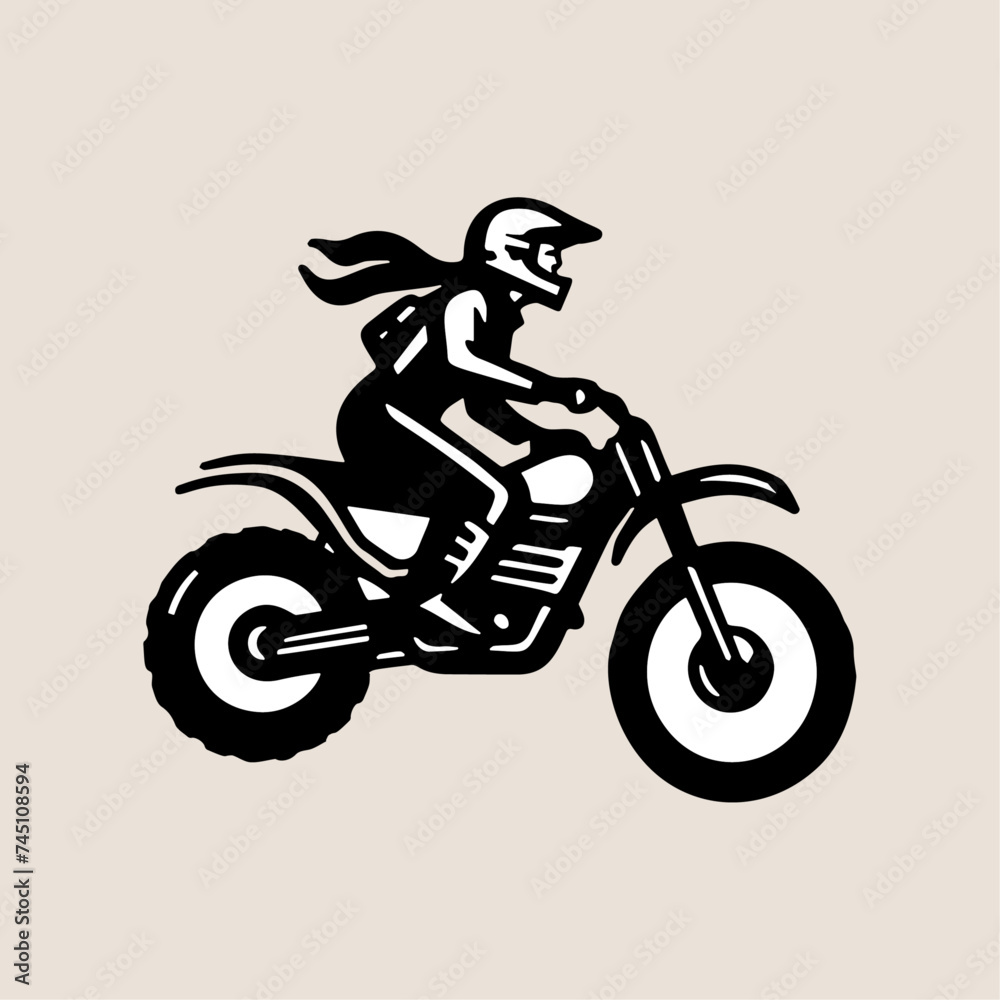 Retro Illustration of Woman Riding Dirt Bike Retro Illustration of Woman Riding Dirt Bike