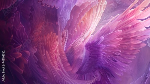 Translucent light  colorful abstract wings  soft lines  curves  purple  wings  soft fashion