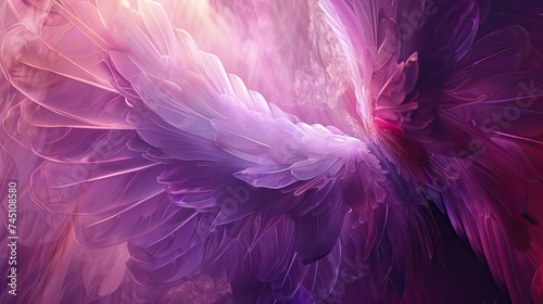 Translucent light  colorful abstract wings  soft lines  curves  purple  wings  soft fashion