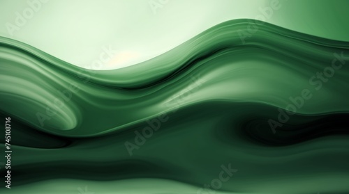 Smooth green waves undulate peacefully in an abstract and fluid setting 