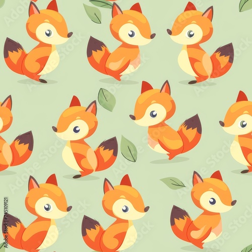 Fox baby tile texture cartoon cute soft pastel