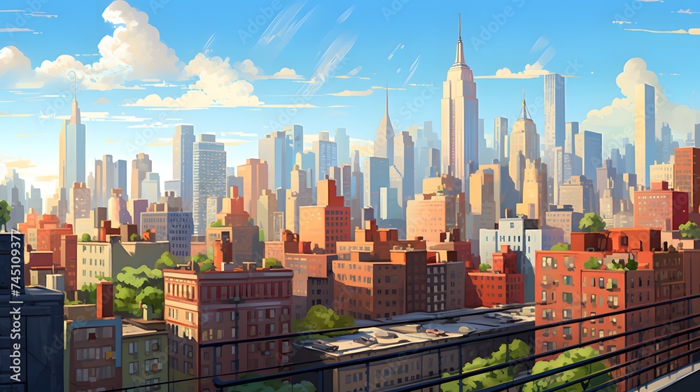 Urban life representation with the composition of cityscape and skies. Urban life representation with the composition of cityscape and skies.