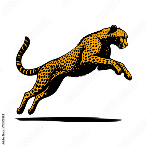 Fototapeta Naklejka Na Ścianę i Meble -  Illustration of Cheetah Jumping Forward
