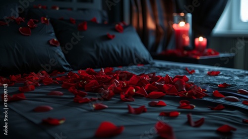 red patels on bed