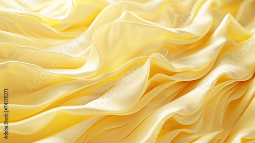 Waves made of butter, like ocean waves, three-dimensional side view, rendering, c4d, bleader, high-end background, cream color, soft yellow, freeze frame, cheese