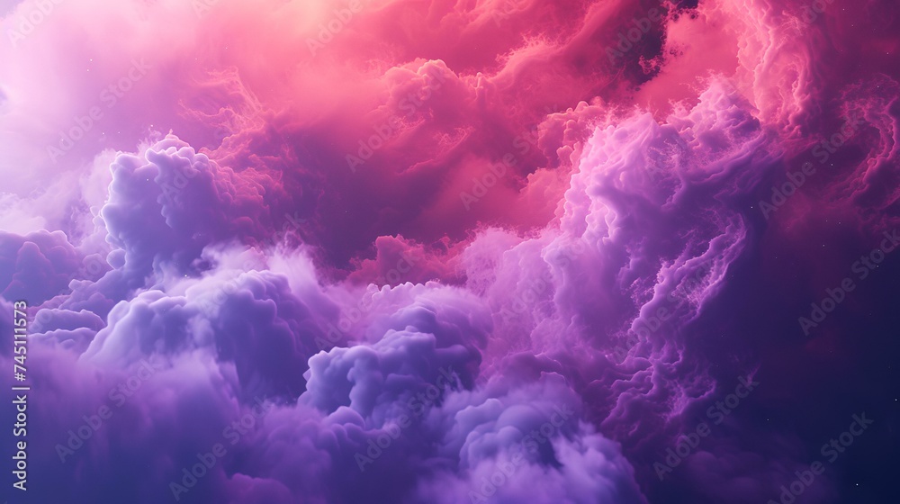 Naklejka premium Purple and blue clouds in the sky. Fantasy fractal background. Digital art. 3D rendering.