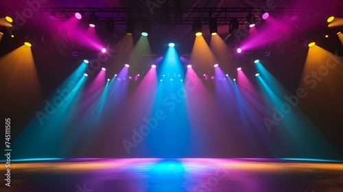 stage lighting effect in the dark  3d rendering  toned image
