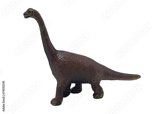 Toy one dinosaur on a white background. World of wild beasts. Long-necked dinosaur toy © Butterfly2023