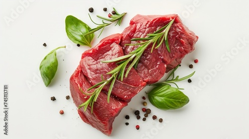 Fresh raw beef steak isolated on white background,