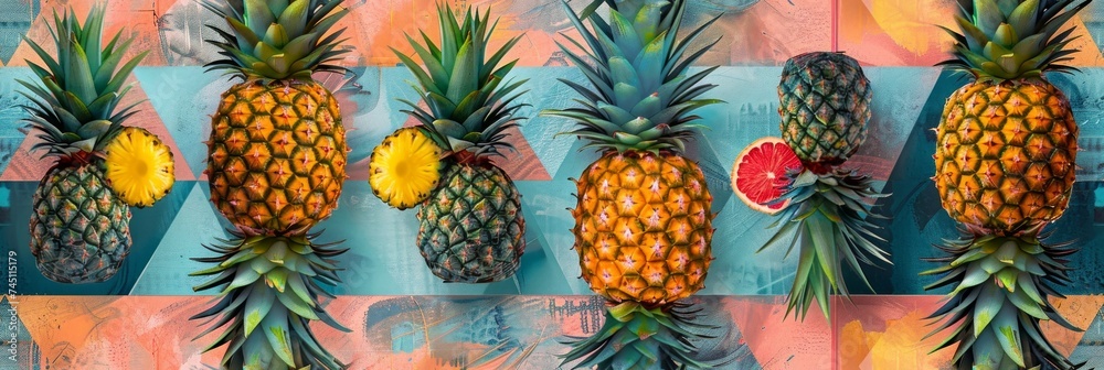 Geometric Pineapple-Inspired Tile Pattern Generative AI
