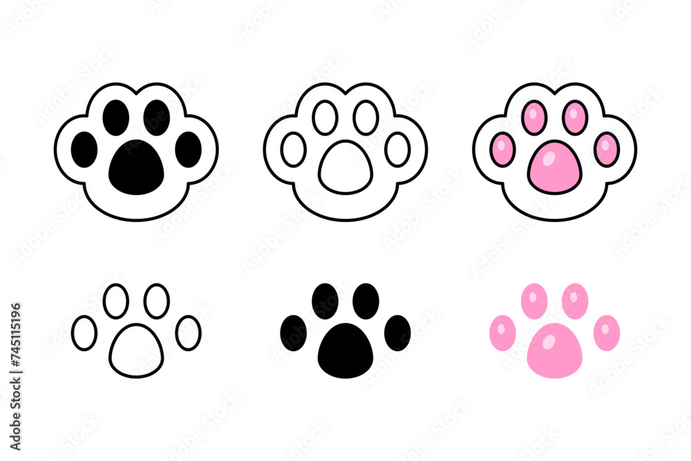 Cats Pet paw print. Flat style. Isolated on white background Cats Pet paw print. Flat style. Isolated on white background