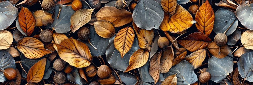 Fototapeta premium Autumn Leaves Intricate Pattern Generative AI