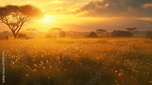 Grassland In Golden Sunset