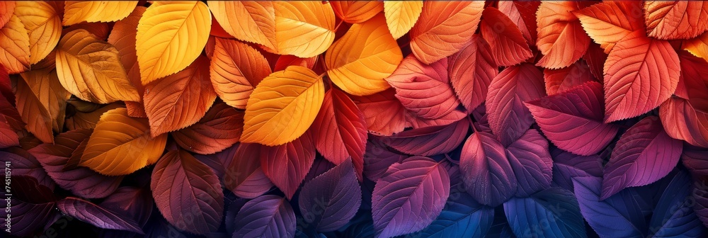 custom made wallpaper toronto digitalAutumn Leaves Tile Pattern in Vibrant Color Gradient Generative AI