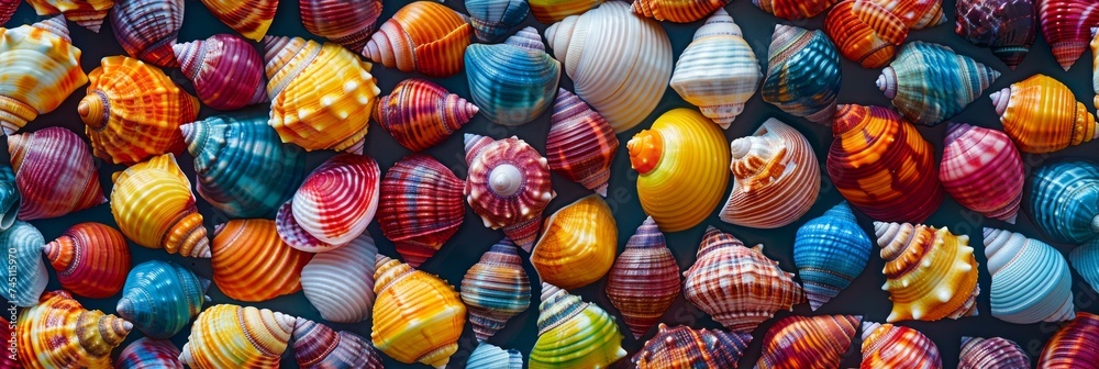 Vibrant Sea Shell Mosaic Tile Pattern Generative AI