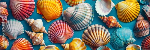 Vibrant Sea Shell Mosaic Tile Pattern Generative AI