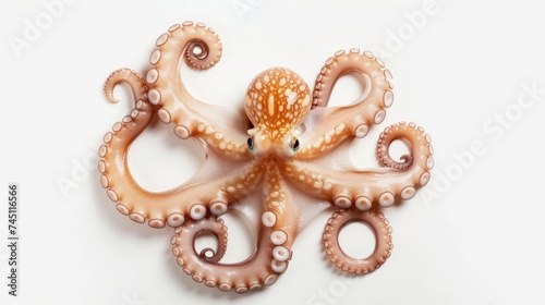 Small octopus isolated on a white background. Seafood meal.