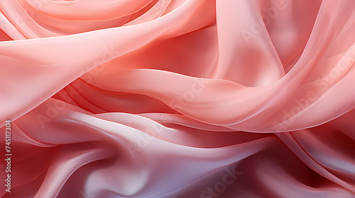 Abstract pattern of shiny satin fabric with waves and flowing curves