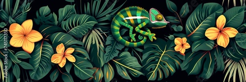 Hidden Chameleons Camouflaged in Tropical Foliage Generative AI