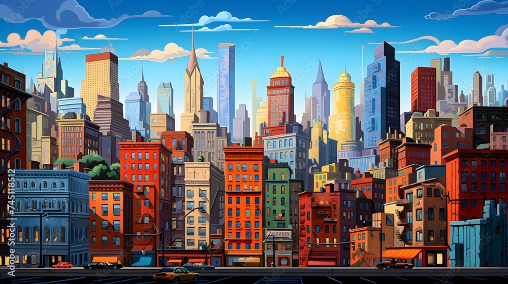Urban life representation with the composition of cityscape and skies. Urban life representation with the composition of cityscape and skies.