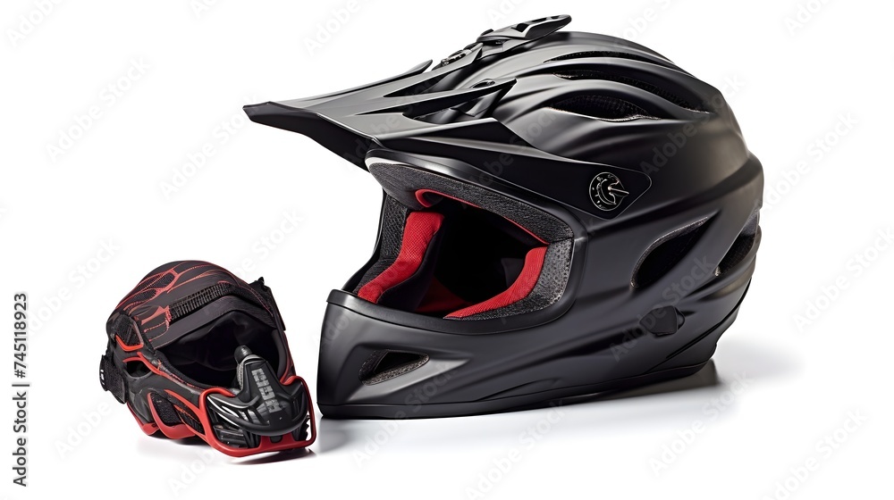 Mountain biking helmet and gloves, Mountain biking helmet and gloves,